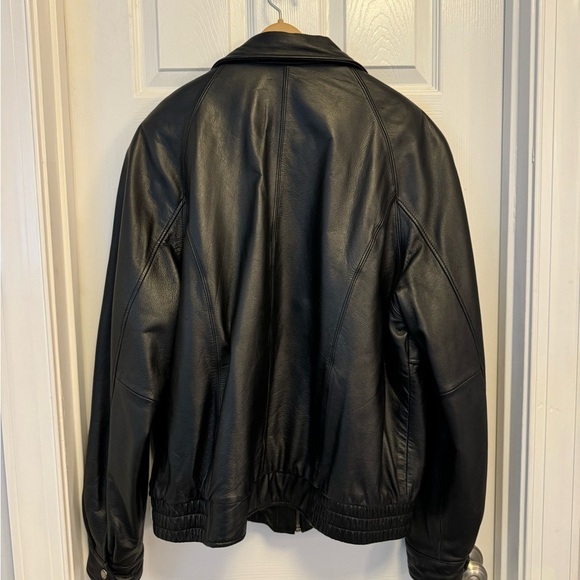 😎⭐️ SALE-Towne by London Fog Vintage Black Leather Bomber Jacket XL INSULATED - Picture 6 of 16
